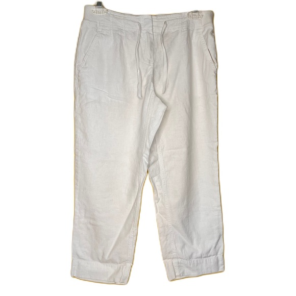 J Jill Linen Blend 55% Capri Crop Pants Part Draw String and Elastic Waist Sz 2P - Picture 1 of 11